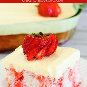 strawberry jello poke cake recipe collage