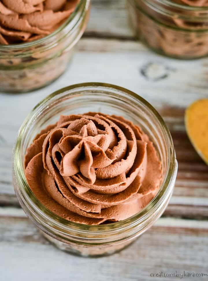 low carb chocolate peanut butter mousse in a mini mason jar