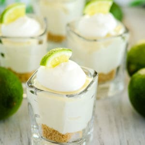 key lime cheesecakes in mini serving dishes