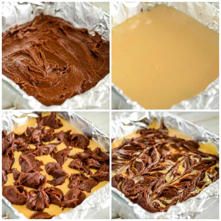 instructions for swirling dulce de leche brownies