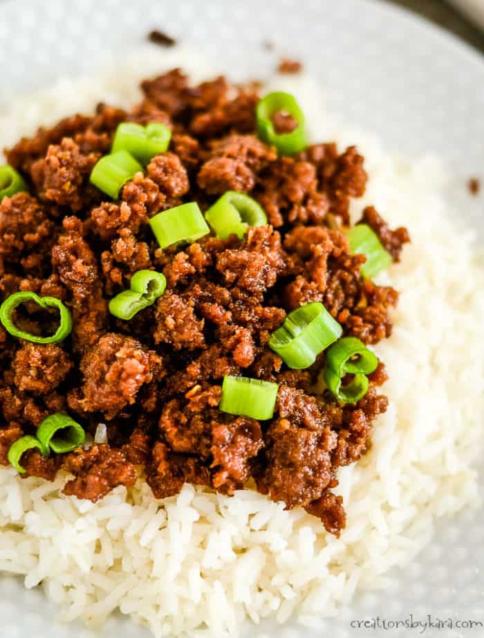 Super Easy Korean Ground Beef and Rice - Creations by Kara