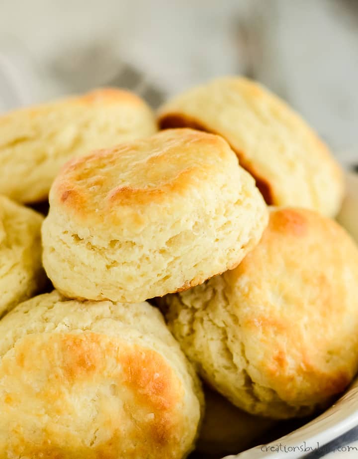 close up of buttermilk yeast biscuits