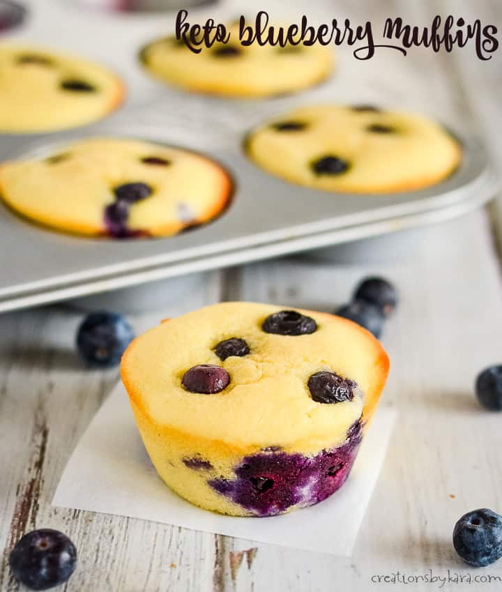 keto blueberry muffins on waxed paper and in a muffin pan