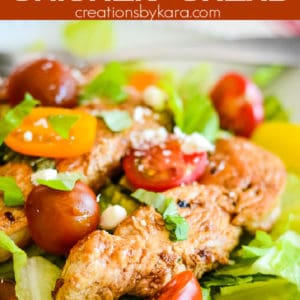balsamic glazed chicken breast salad recipe collage