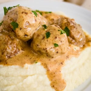 close up shot of keto meatballs