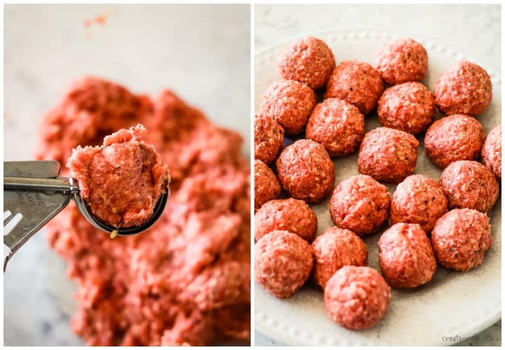 process shot - forming meatballs