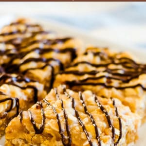 no bake peanut butter cereal bars recipe collage