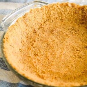 homemade graham cracker crust in a pie tin