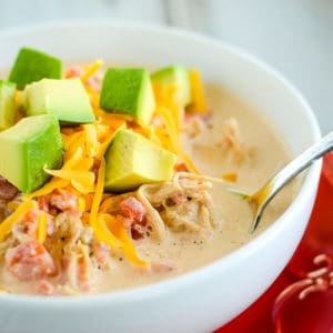 bowl of keto enchilada soup with a spoon