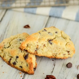 chocolate chip keto scones with pecans
