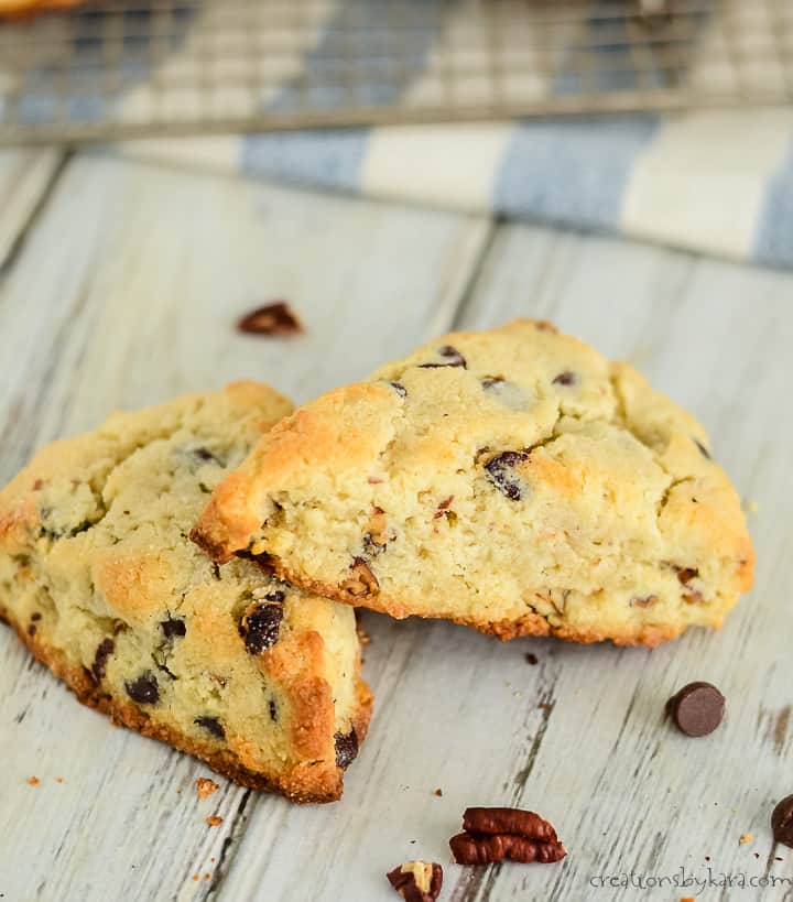 chocolate chip keto scones with pecans