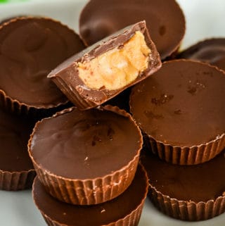 plate of homemade keto peanut butter cups