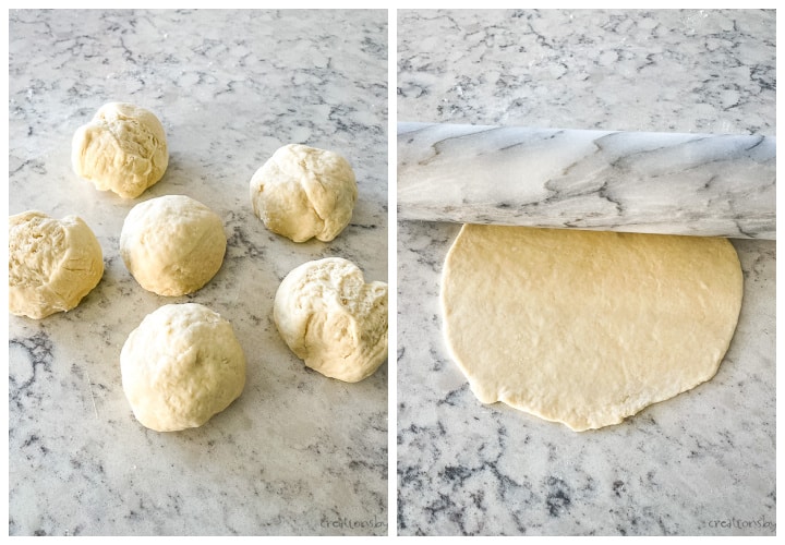 process shots - rolling fry bread dough for navajo tacos