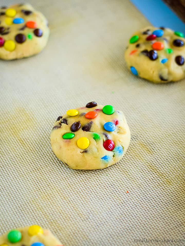 pro tip for making the best bakery style cookies with candy pieces