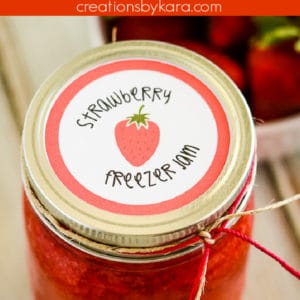 strawberry freezer jam labels collage