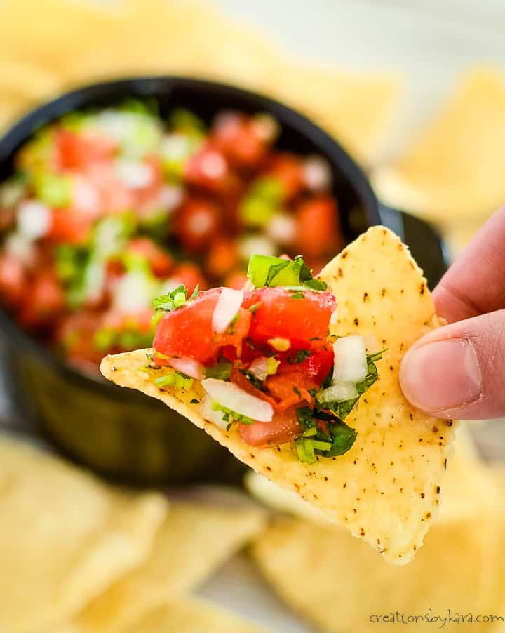 tortilla chip with fresh pico