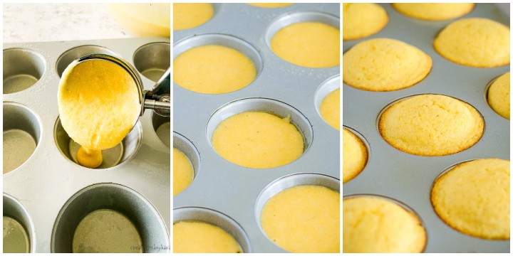 process shot - making cornbread muffin recipe instructions