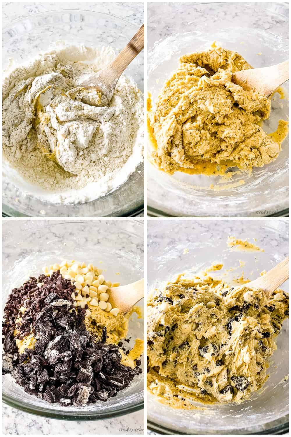 process shots - mixing dough for cookies and cream cookies