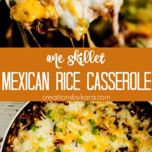 one skillet mexican rice casserole recipe collage