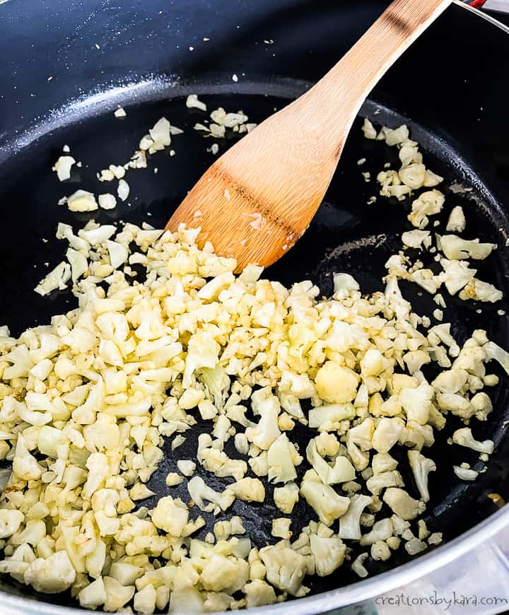 sauteed cauliflower in a skillet