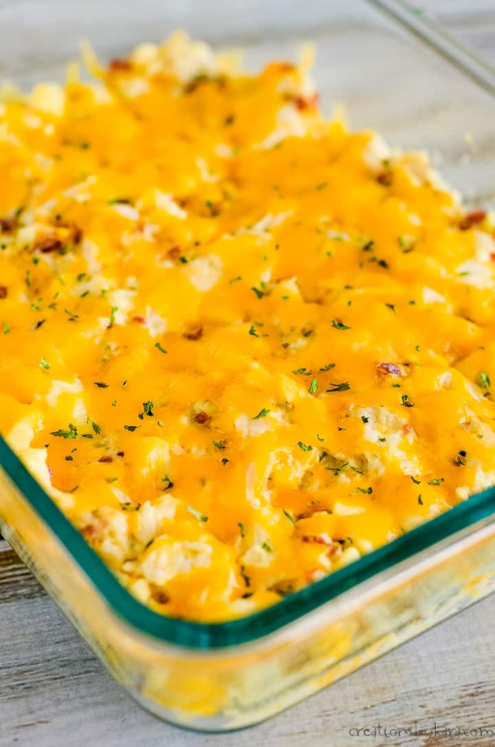 chicken bacon ranch keto casserole topped with melted cheese