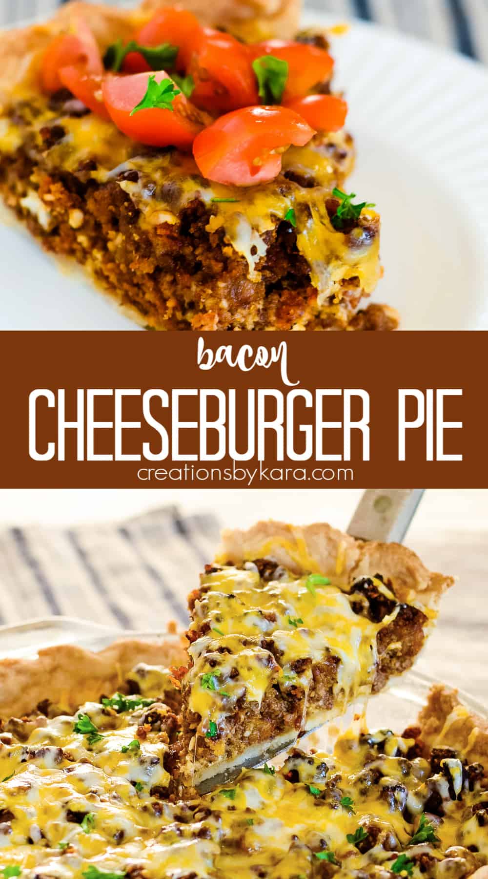 bacon cheeseburger pie recipe collage