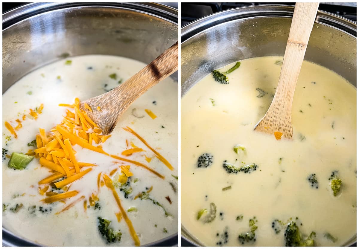 process shots - making broccoli cheese soup keto