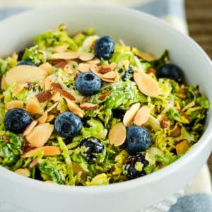 bowl of brussel sprouts salad