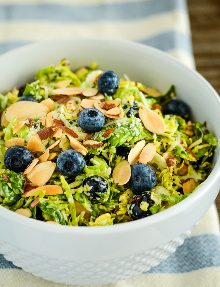 bowl of brussel sprouts salad