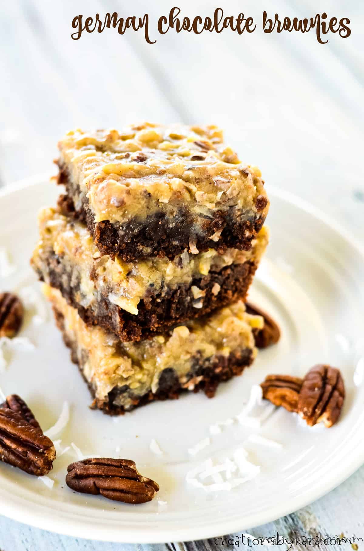 Fudgy brownies with coconut pecan frosting
