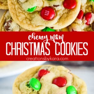 M&M christmas cookies recipe collage