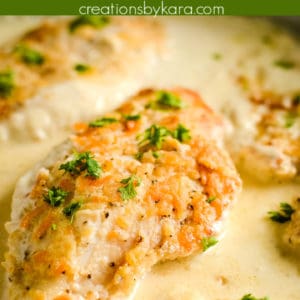 creamy garlic chicken recipe collage