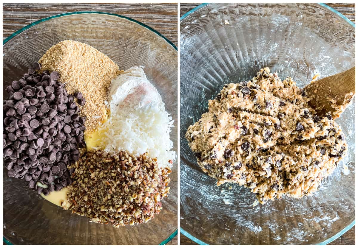 process shot- mixing graham cracker cookie dough