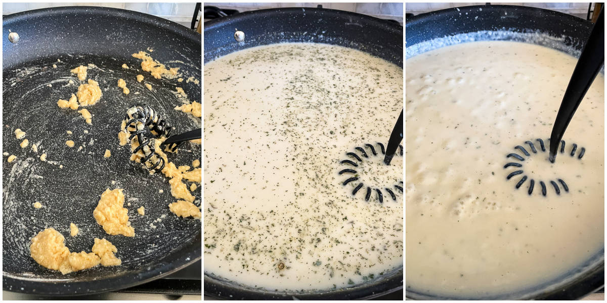 process shots - cooking sauce for chicken bacon.ranch pasta