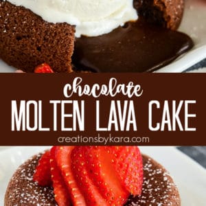 chocolate lava cake recipe collage
