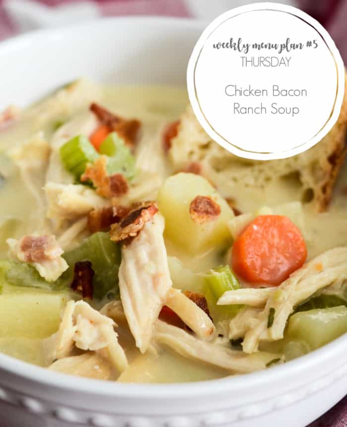 chicken bacon ranch soup for menu