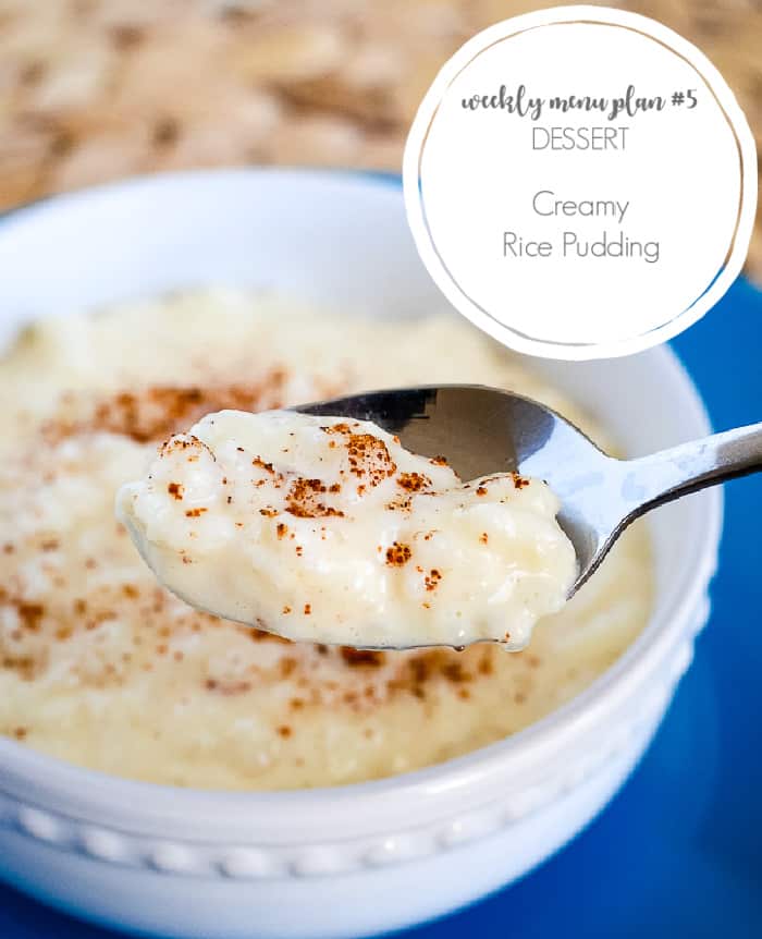 rice pudding for weekly meal plan #5