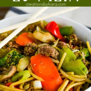 easy ground beef lo mein recipe collage