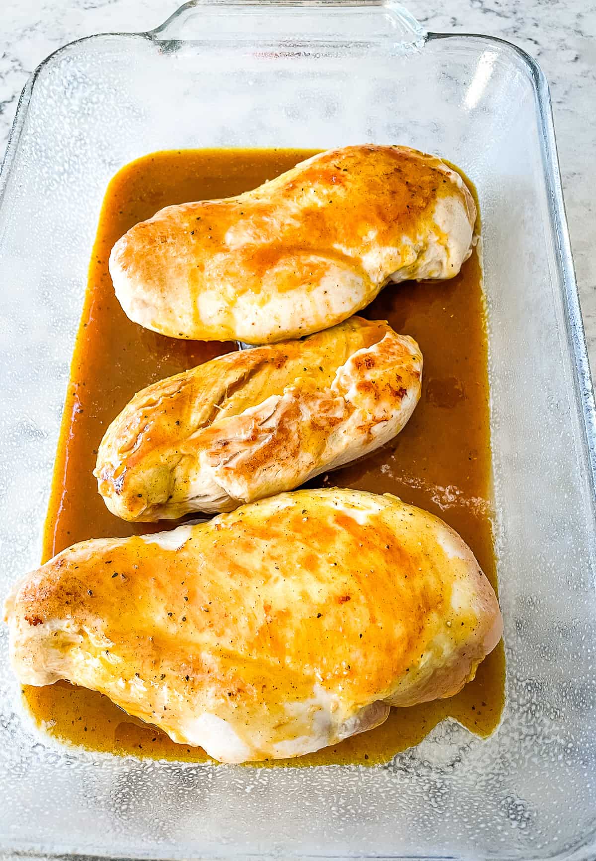 pan of chicken breast with honey mustard sauce