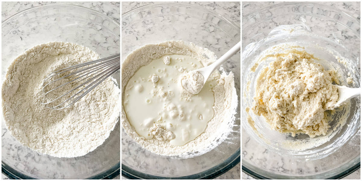 process shots - mixing dough for biscuits