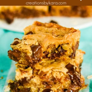 chocolate chip oatmeal cookie bars recipe collage