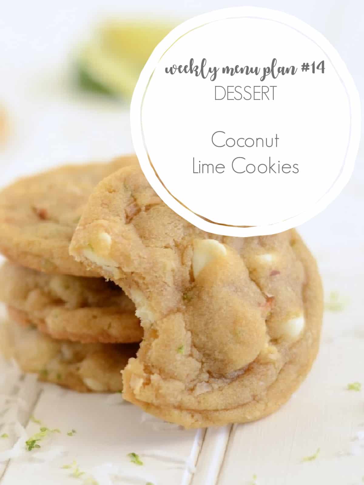 stack of coconut lime cookies with white chocolate