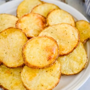 plate of crispy baked potato slices