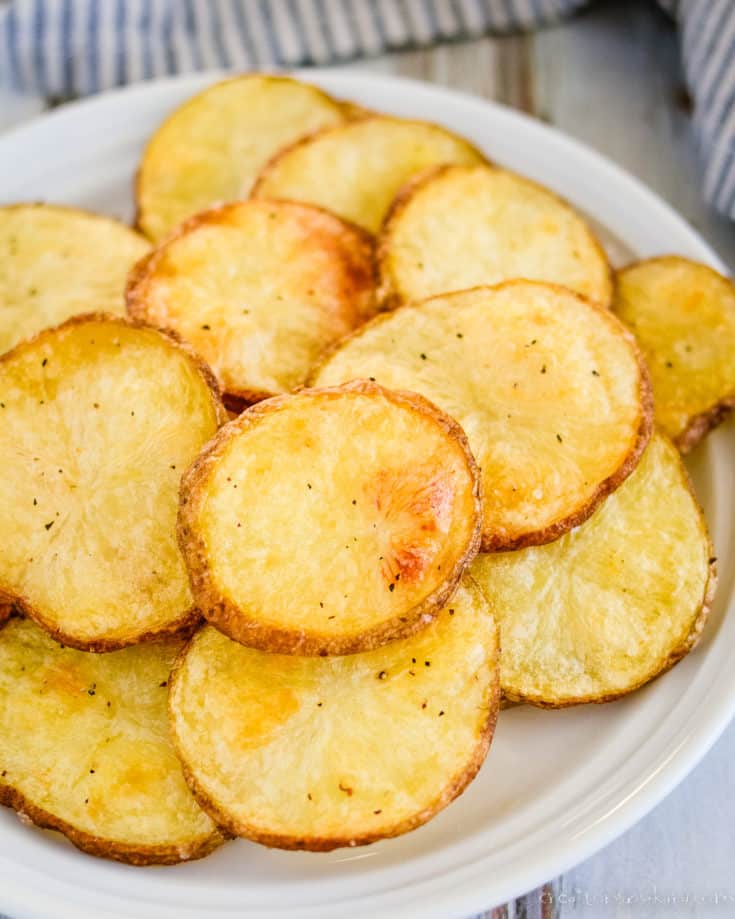 plate of crispy baked potato slices