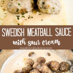 sour cream swedish meatball sauce recipe collage