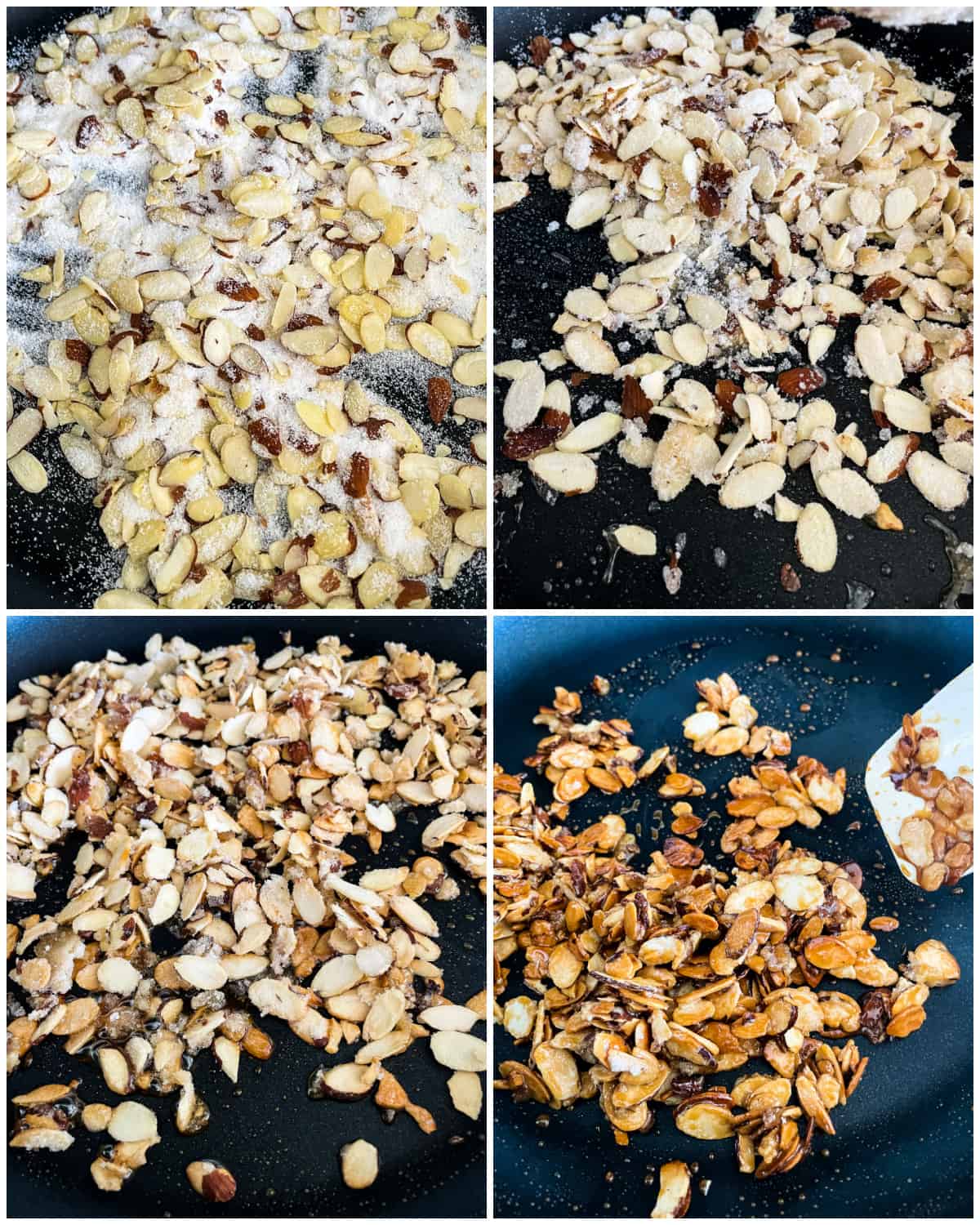 process shots- making caramelized almonds for salad
