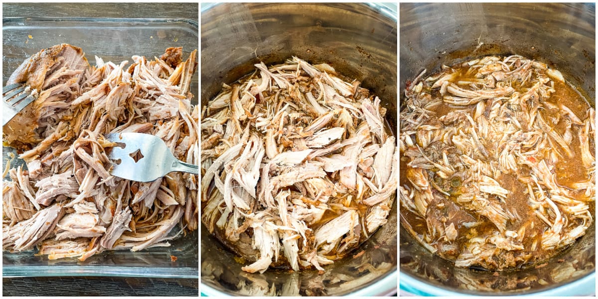 process shots - shredding pork for cafe rio pork salad