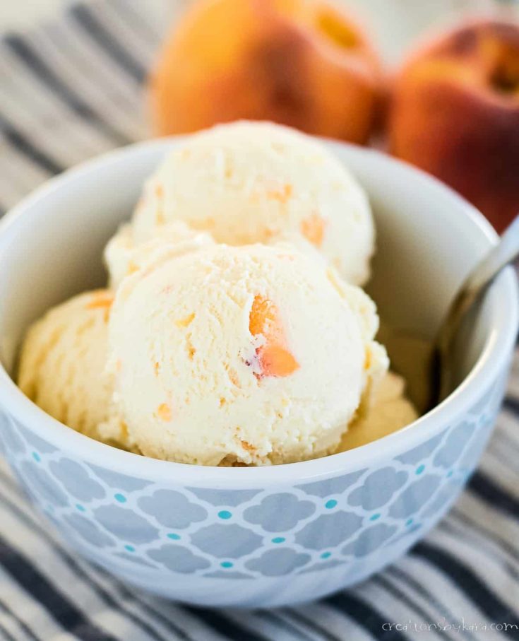 bowl of homemade peach ice cream