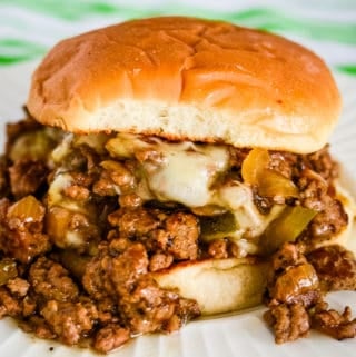 philly cheesesteak sloppy joe on a plate