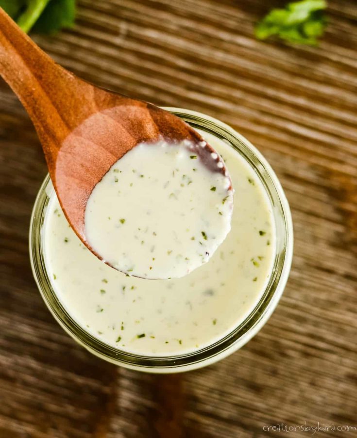 spoonful of creamy cilantro lime ranch dressing